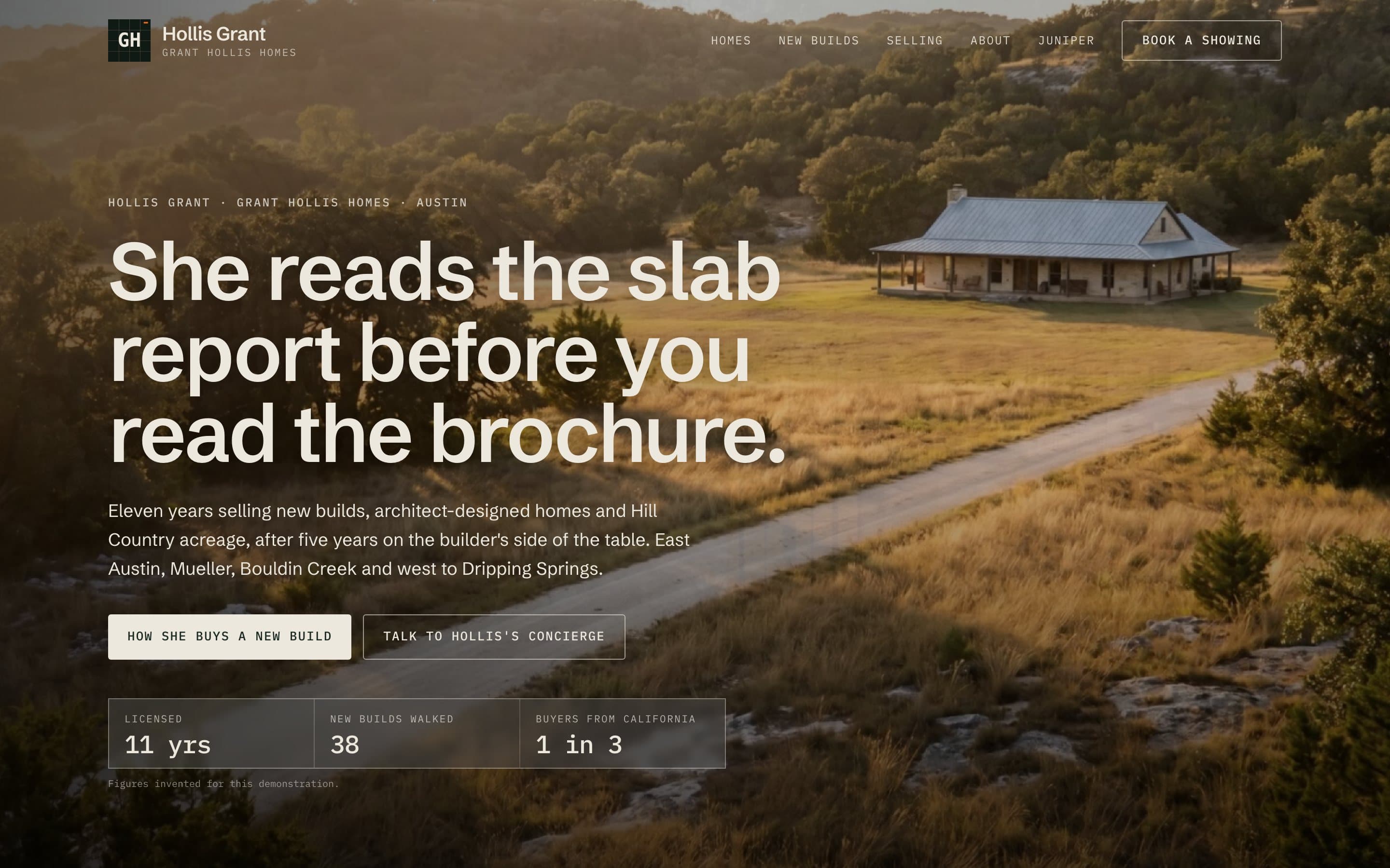 Hollis Grant's site on a desktop