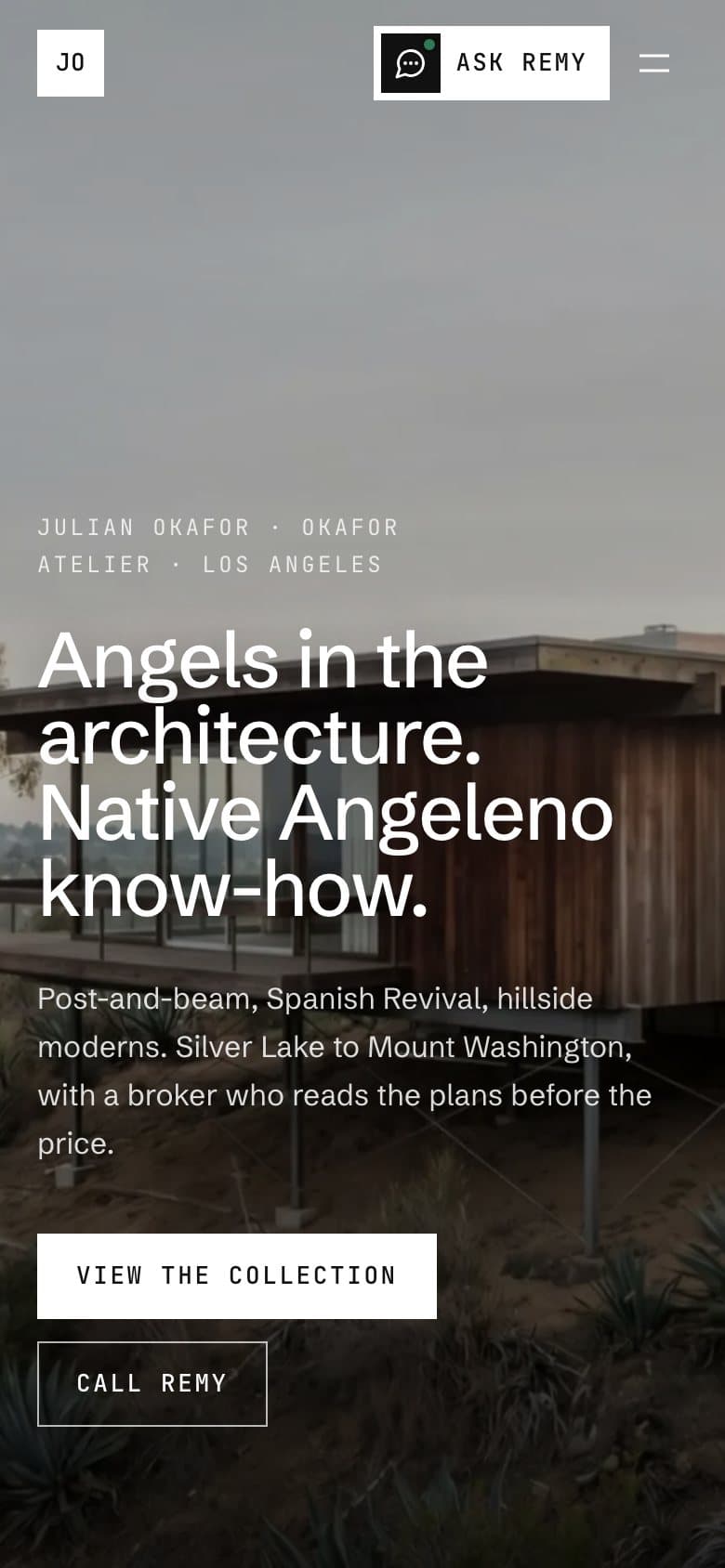 Julian Okafor's site on a phone