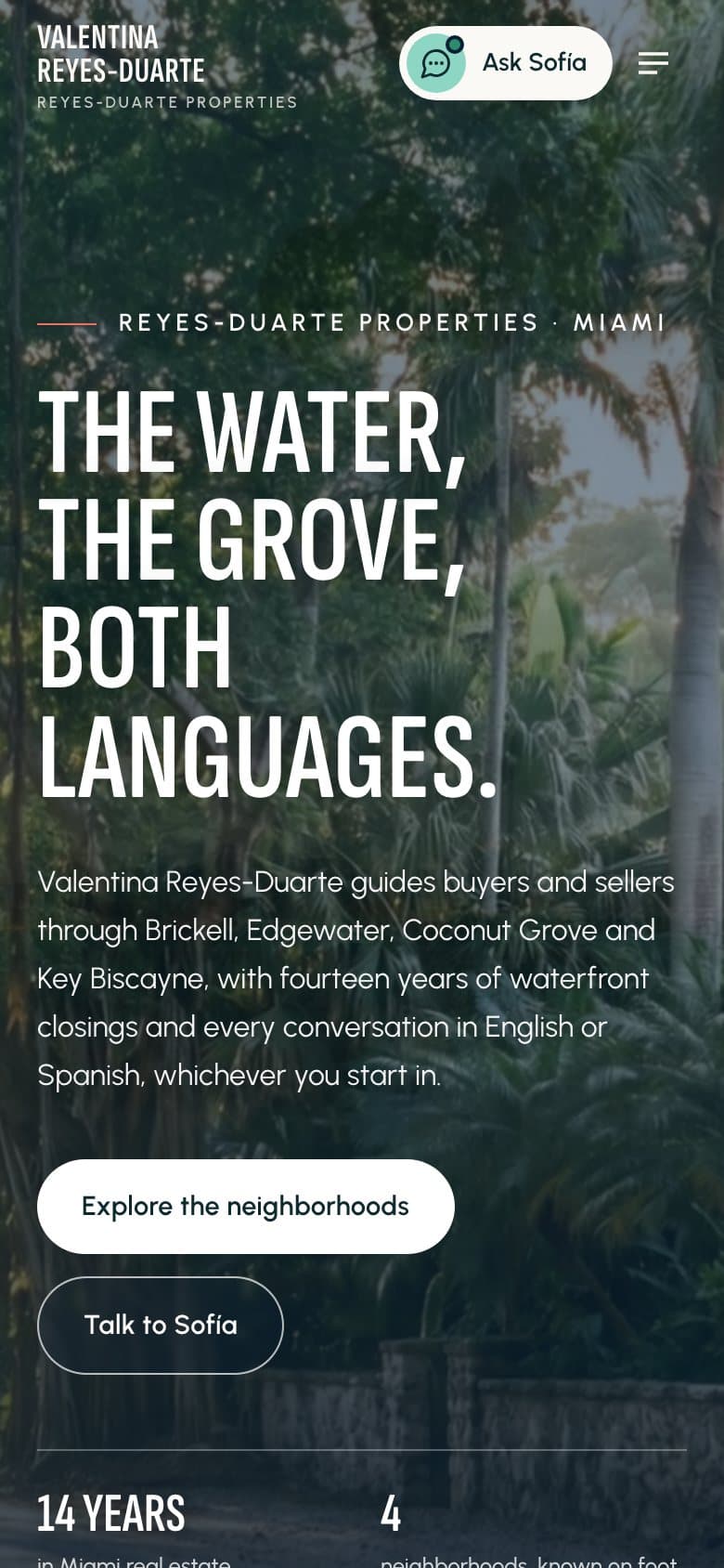 Valentina Reyes-Duarte's site on a phone