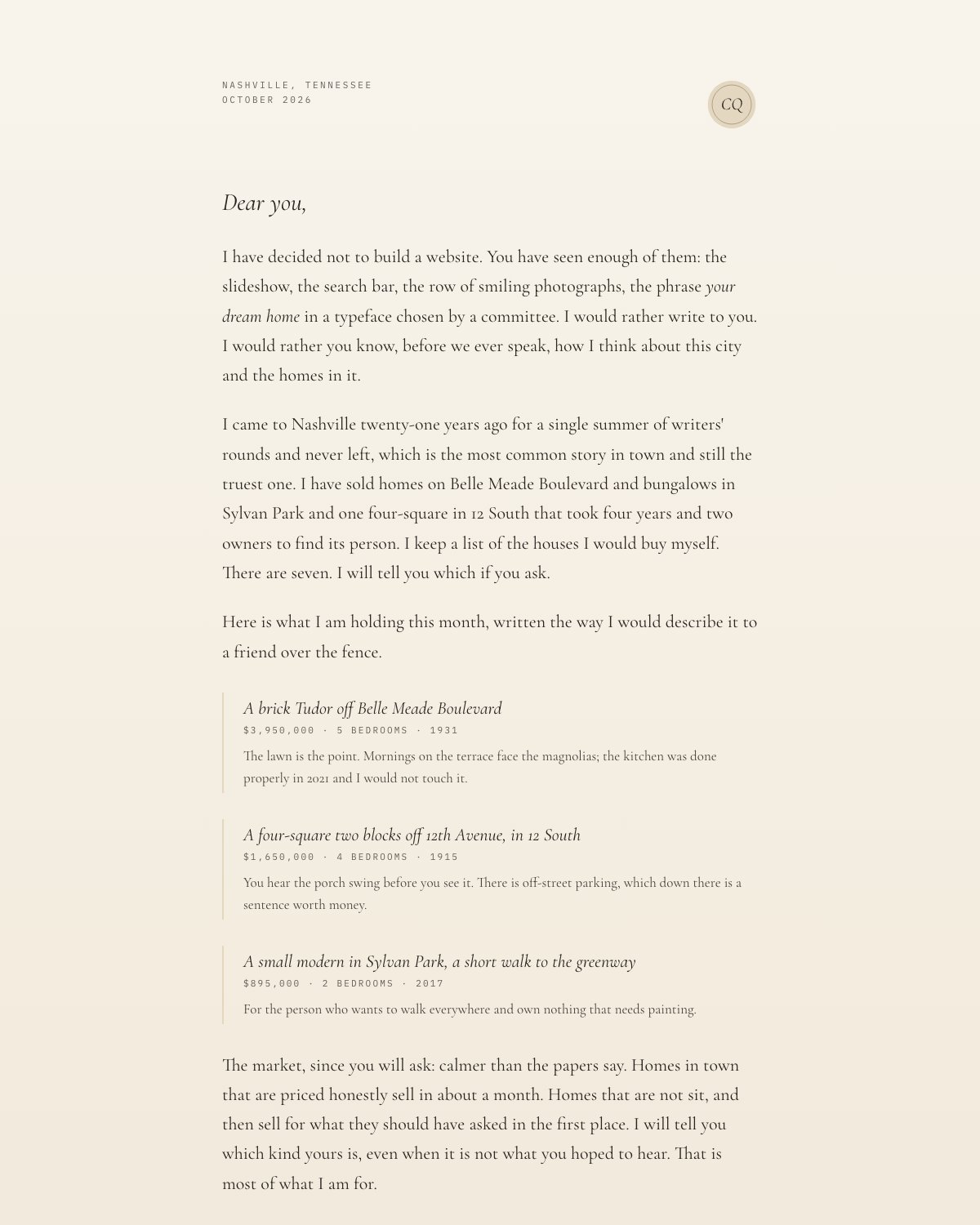 The Letter, a vision study